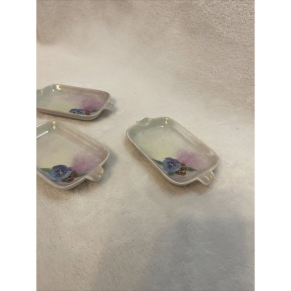 3‎ Vintage Personal Mini Ashtrays Ceramic Hand Painted Floral Maude G - Picture 2 of 6